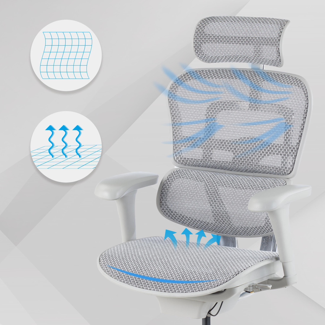 silla ergonomica gris ergohuman estructura blanca red malla 4