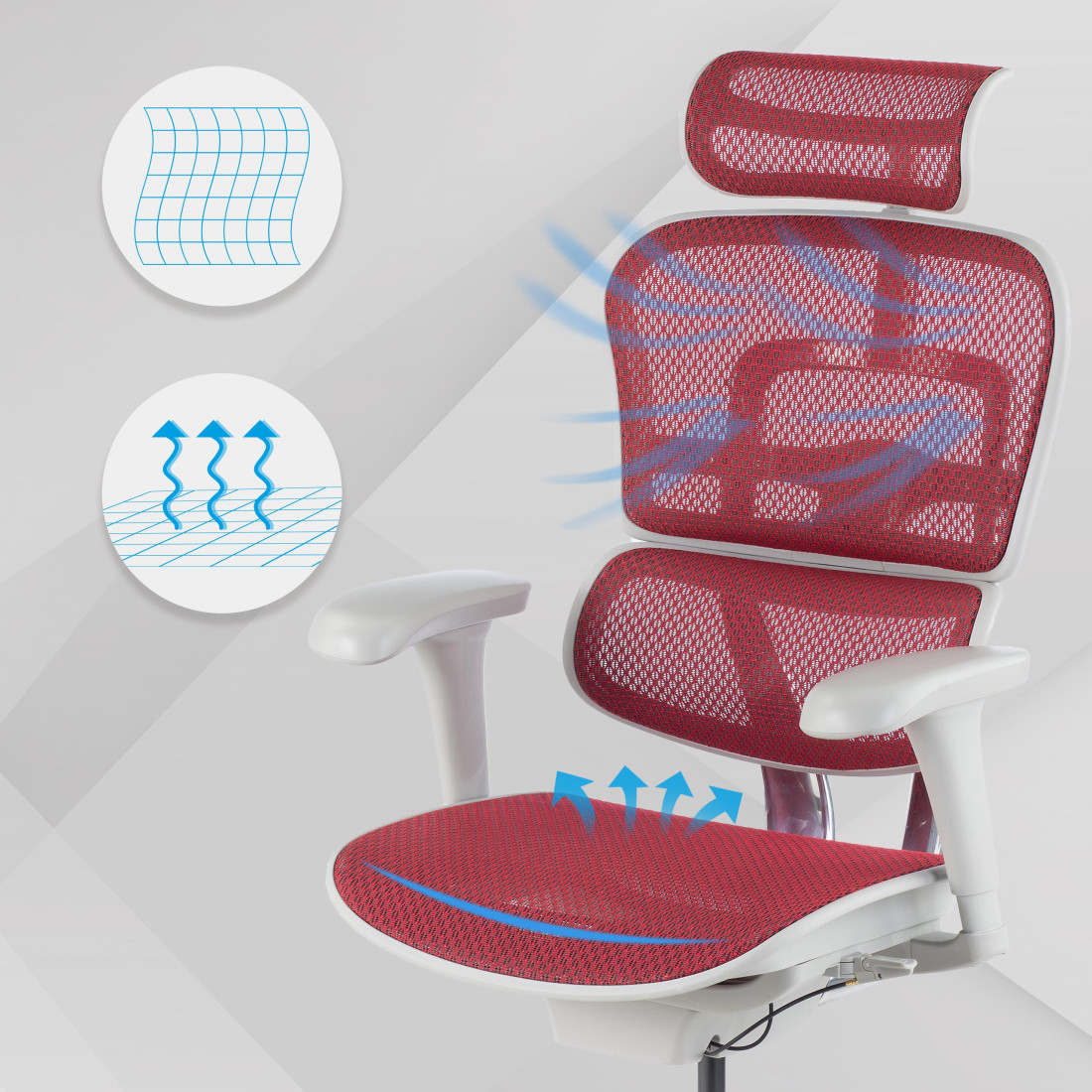 silla ergonomica rojo ergohuman estructura blanca red malla 4