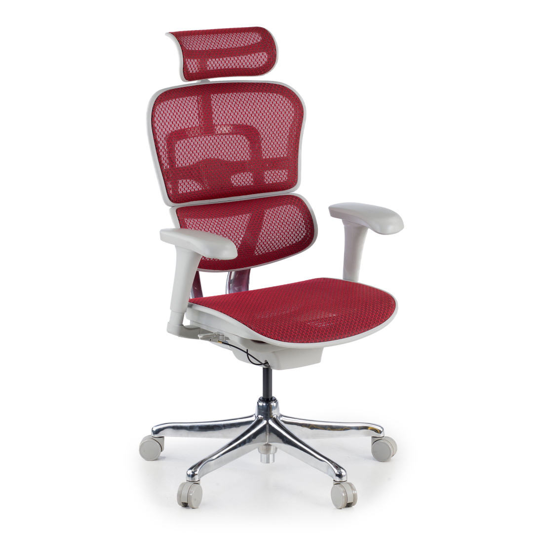 silla ergonomica rojo ergohuman estructura blanca red malla 1