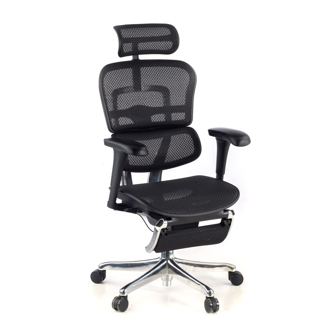 silla ergonomica negro ergohuman estructura negra reposapies malla 6