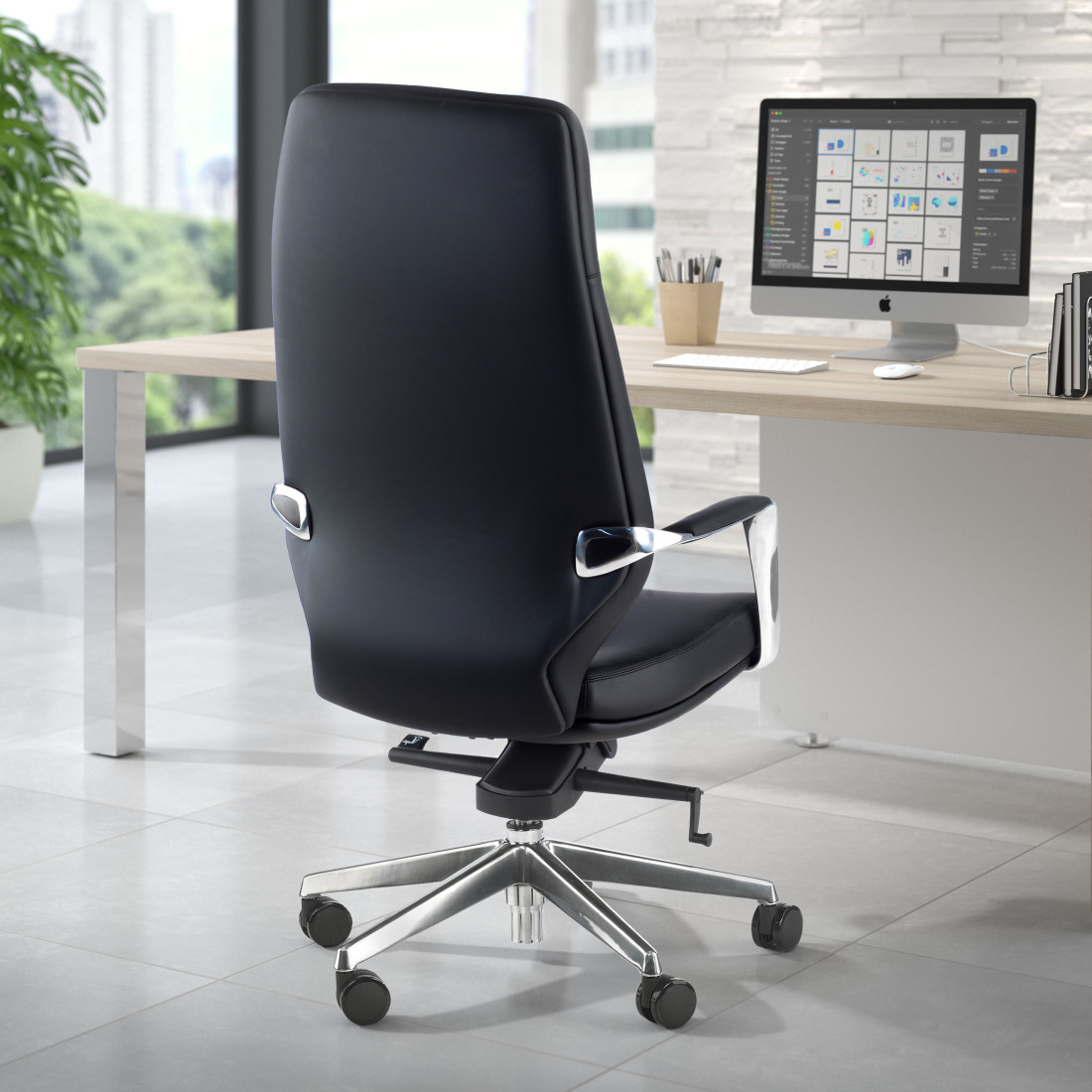 sillon de oficina negro duo respaldo alto ecopiel piel sintetica 2