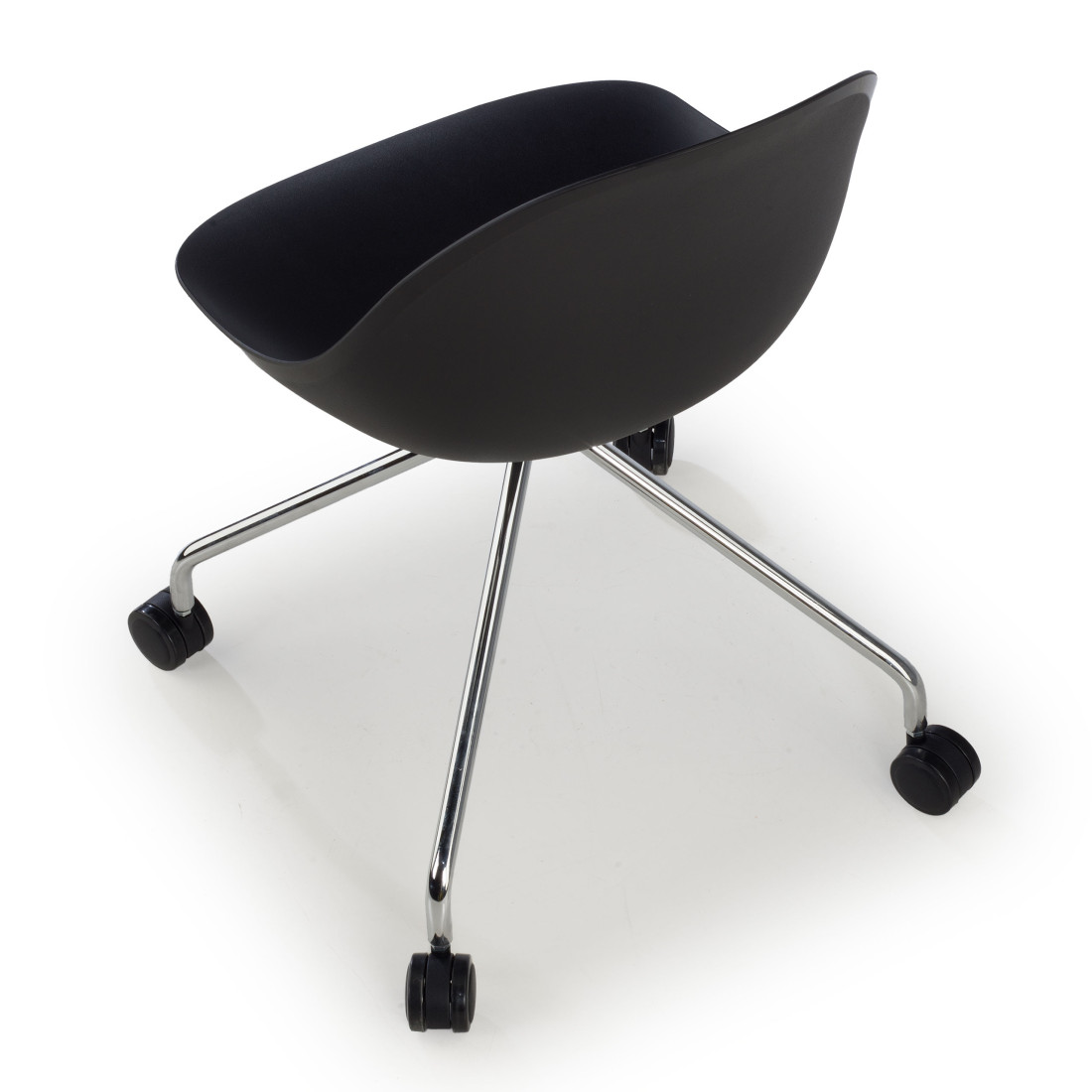 silla confidente negro flow con ruedas plastico 6
