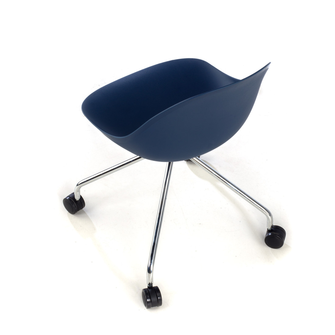 silla confidente azul flow con ruedas plastico 7