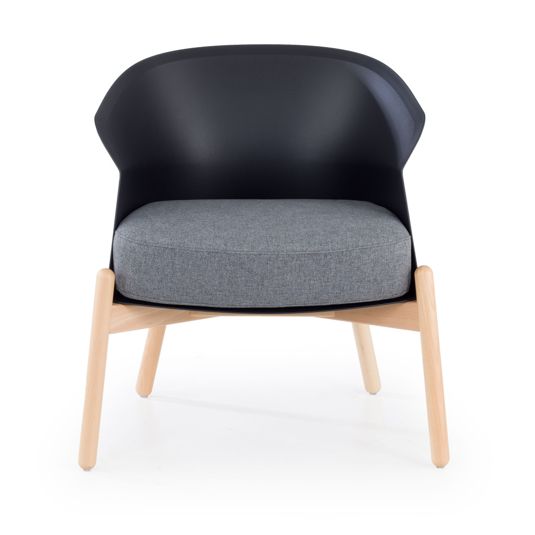 sillon para sala de espera negro winnie patas de metal tela 3