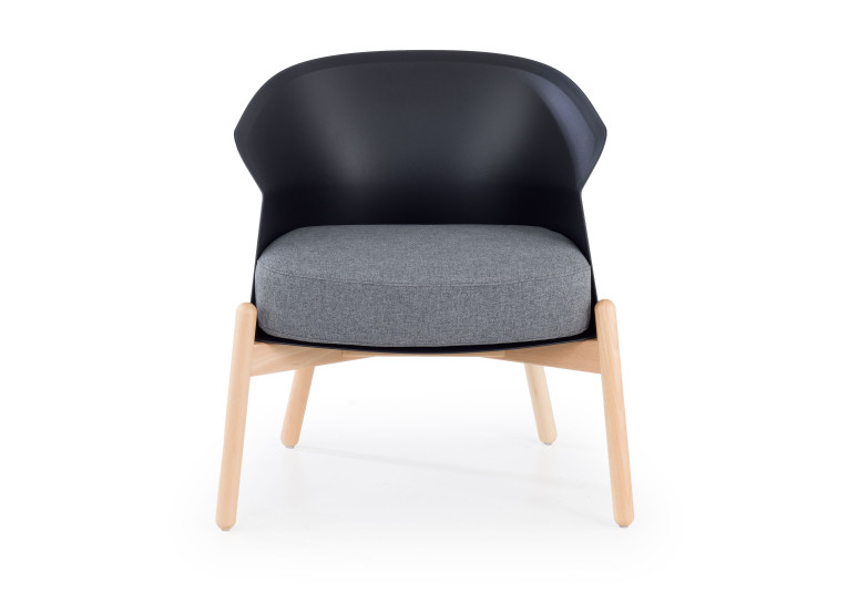 sillon para sala de espera negro winnie patas de metal tela 3