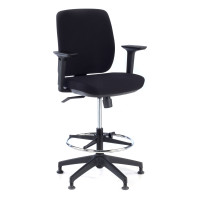 Taburete de oficina Wind, con brazos - negro