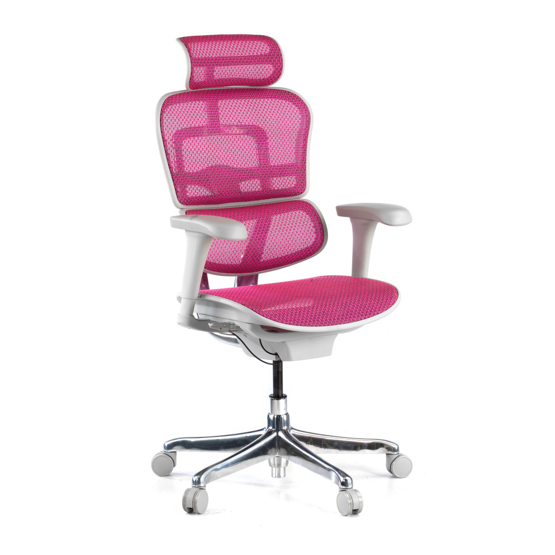 silla ergonomica rosa ergohuman estructura blanca red malla 1