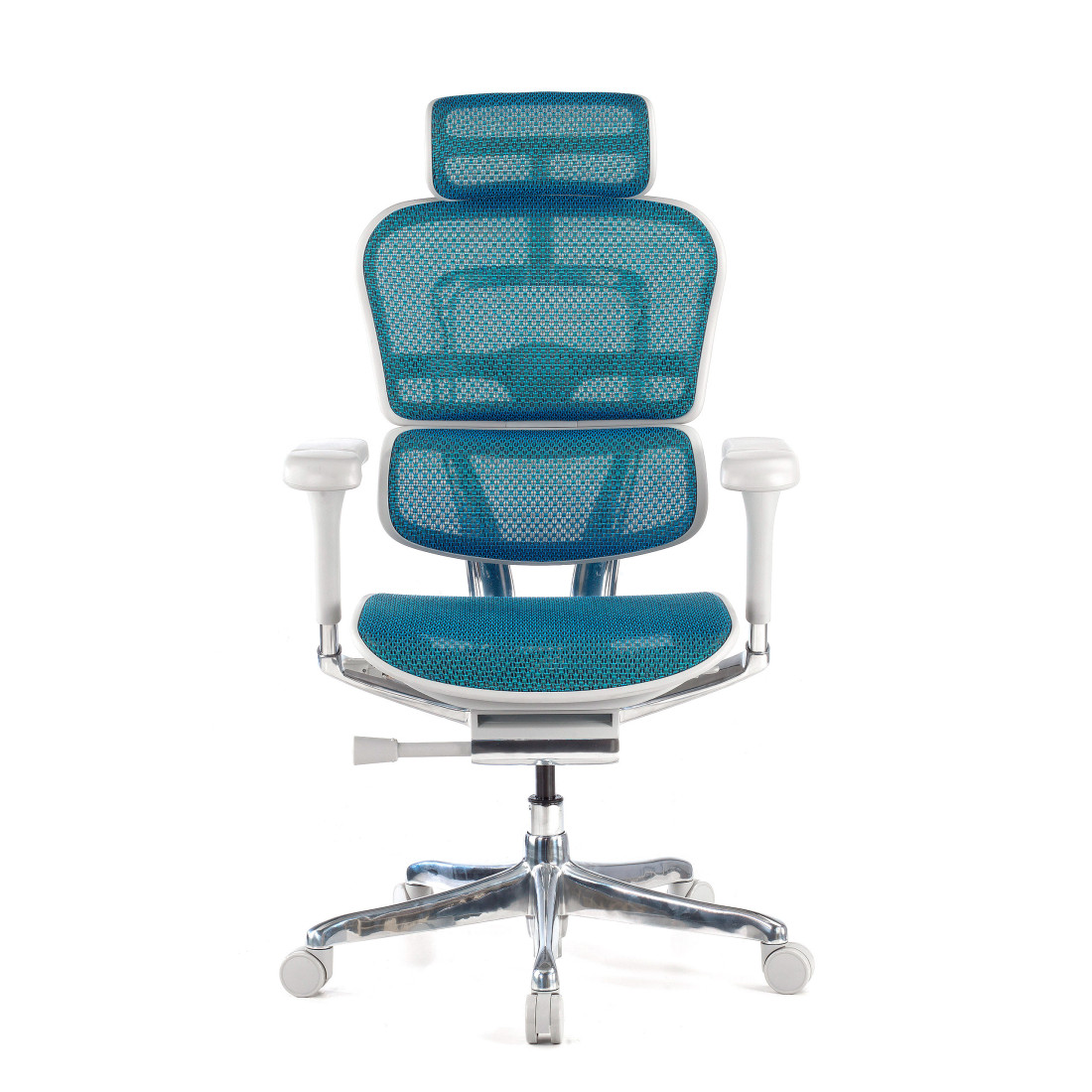 silla ergonomica azul ergohuman elite estructura blanca red malla 3