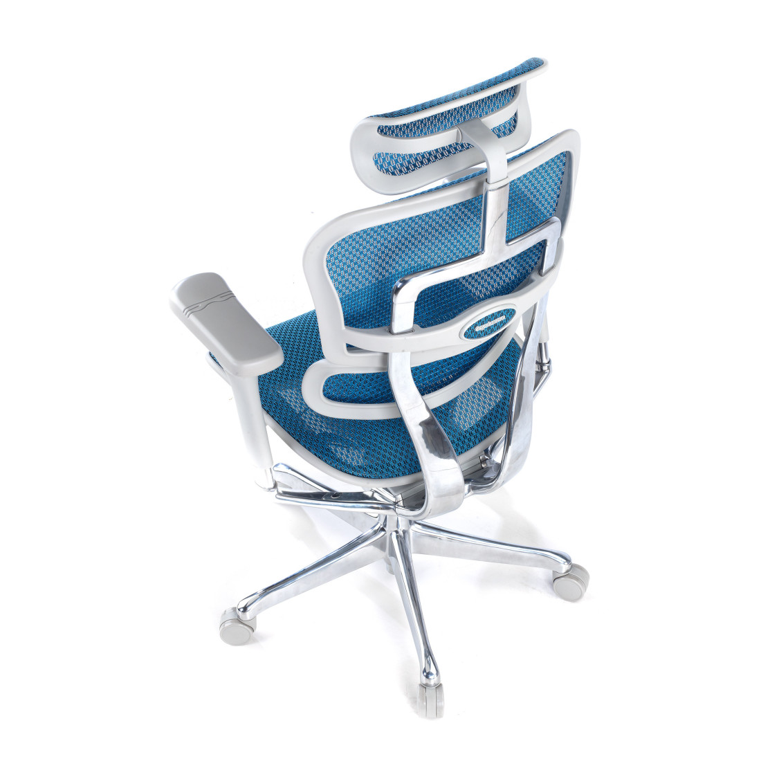 silla ergonomica azul ergohuman elite estructura blanca red malla 8