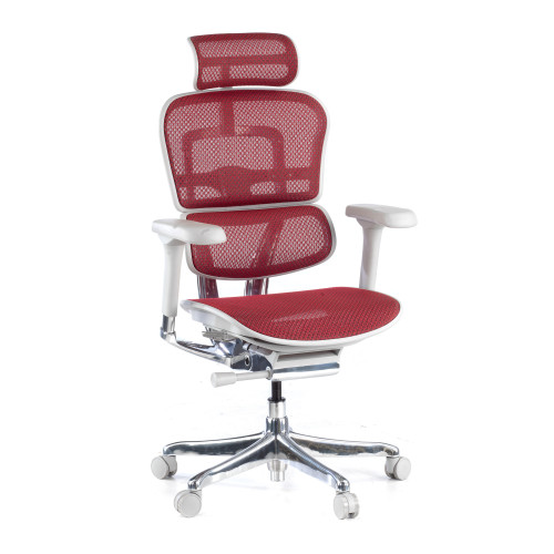 Silla ergonómica Ergohuman Elite, estructura blanca - ROJO