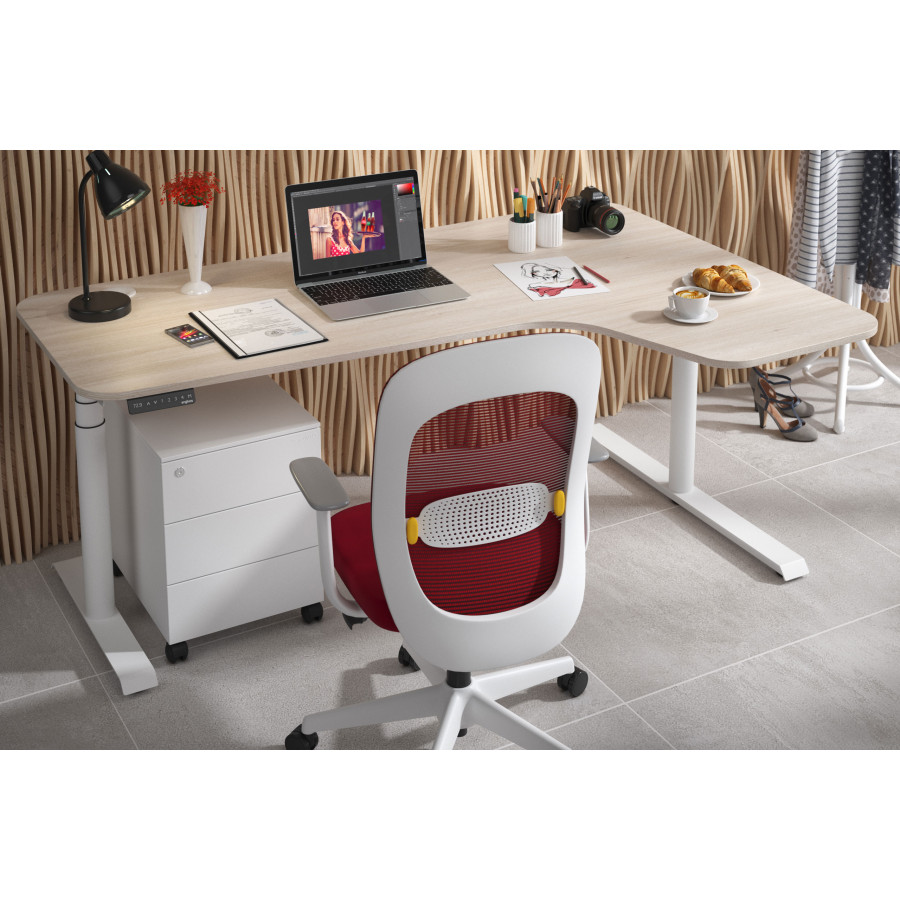 Erghos core XL mesa elevable motorizada con ala estructura blanca