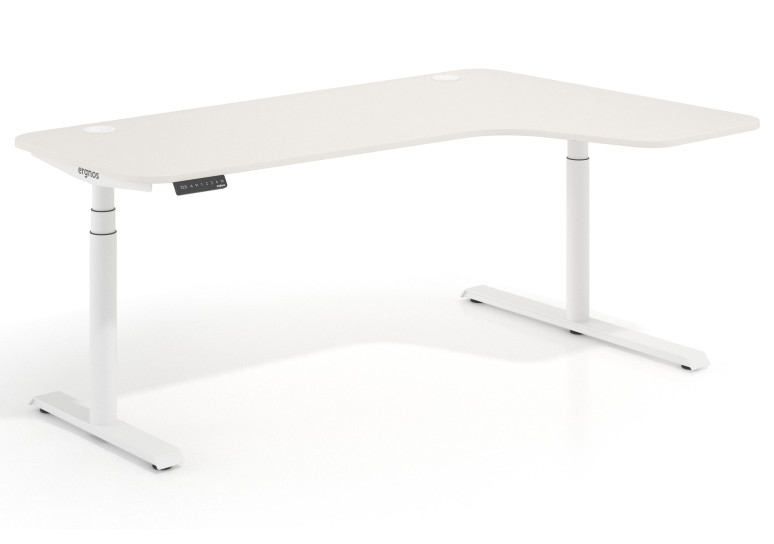 Erghos core XL mesa elevable motorizada con ala estructura blanca - Marfil, Derecho, 160x120 cm