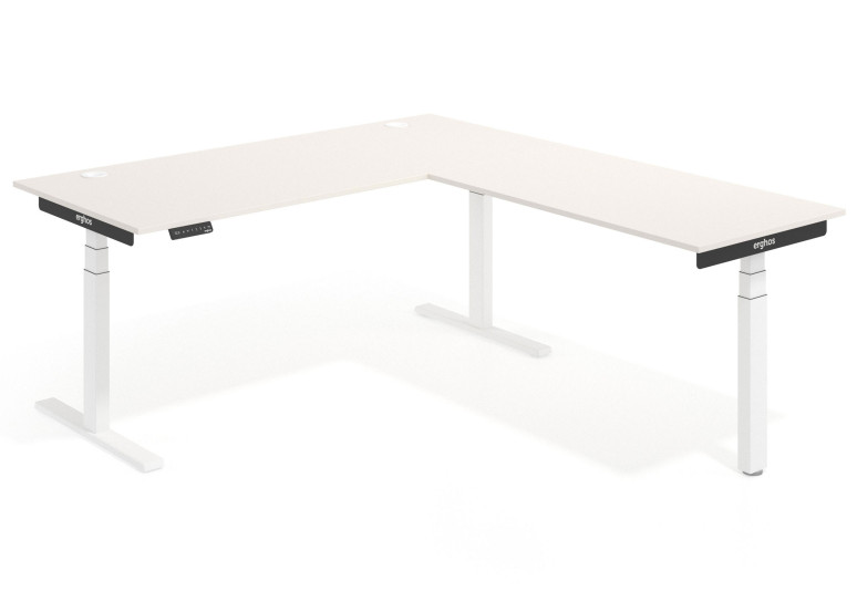 Erghos smart pro mesa con ala elevable electrica estructura blanca - 180x200 cm, Marfil, Derecho