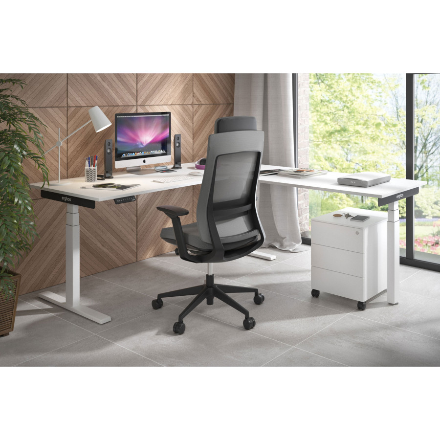 Erghos smart pro mesa con ala elevable electrica estructura blanca