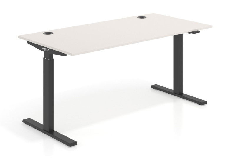 Erghos smart mesa elevable motorizada estructura negra - Marfil, 120x80 cm