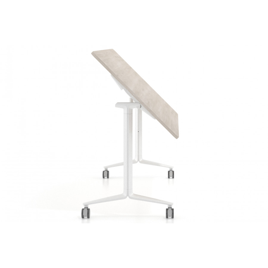 Mesa plegable Pivot rectangular canto redondo patas blancas