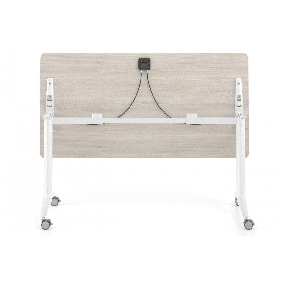 Mesa plegable Pivot rectangular canto redondo patas blancas