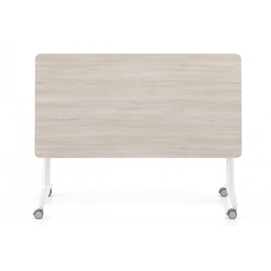 Mesa plegable Pivot rectangular canto redondo patas blancas