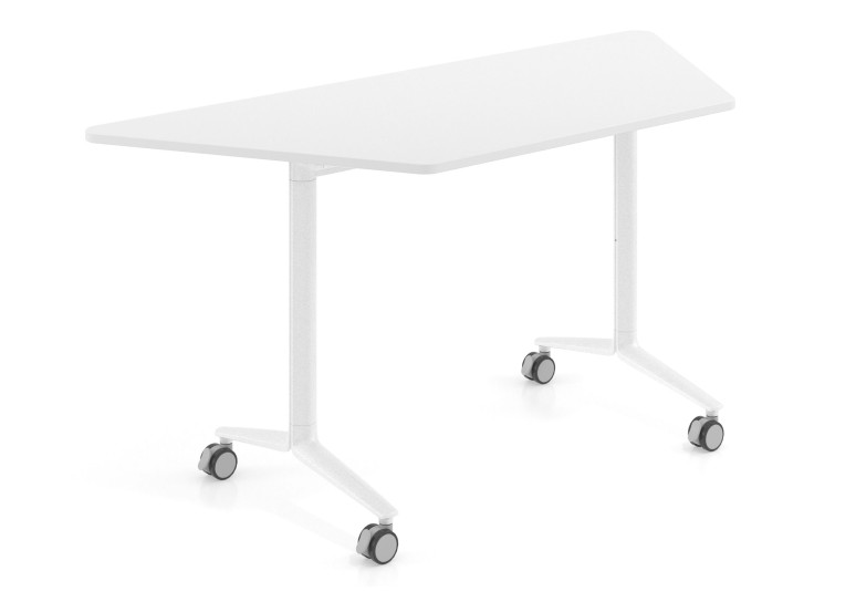 Mesa plegable Pivot rectangular trapezoidal patas blancas - Marfil, 150x65 cm