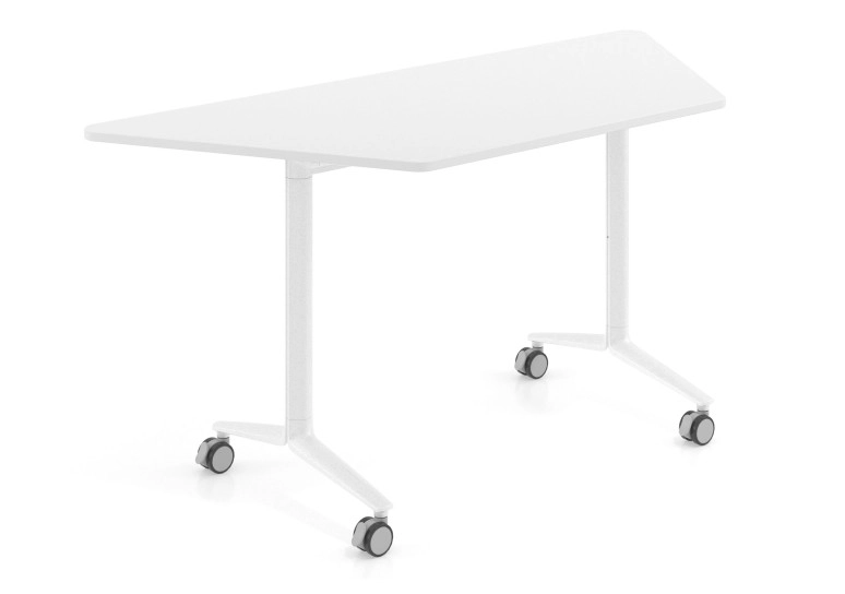 Combinacion Mesa plegable Pivot rectangular trapezoidal patas blancas - Marfil, 150x65 cm