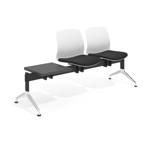 Bancada Sala de Espera Nexus 2 asientos + mesa, pata aluminio lucido - sin brazos