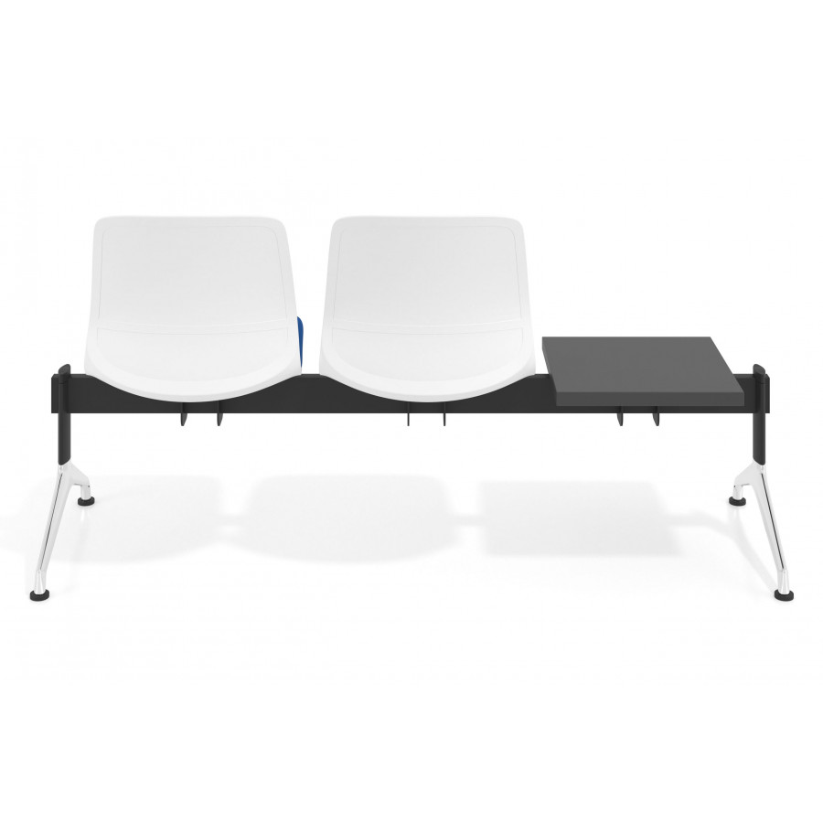Bancada Sala de Espera Nexus 2 asientos + mesa, pata aluminio lucido
