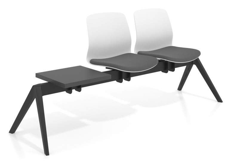 Bancada Sala de Espera Nexus 2 asientos + mesa, pata nylon - Gris