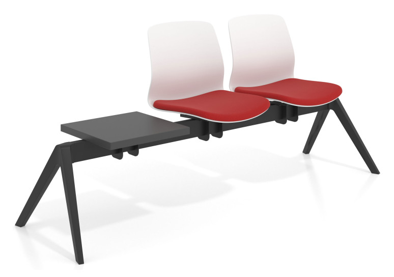 Bancada Sala de Espera Nexus 2 asientos + mesa, pata nylon - ROJO