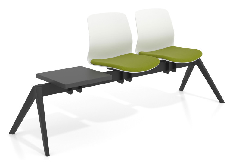 Bancada Sala de Espera Nexus 2 asientos + mesa, pata nylon - VERDE
