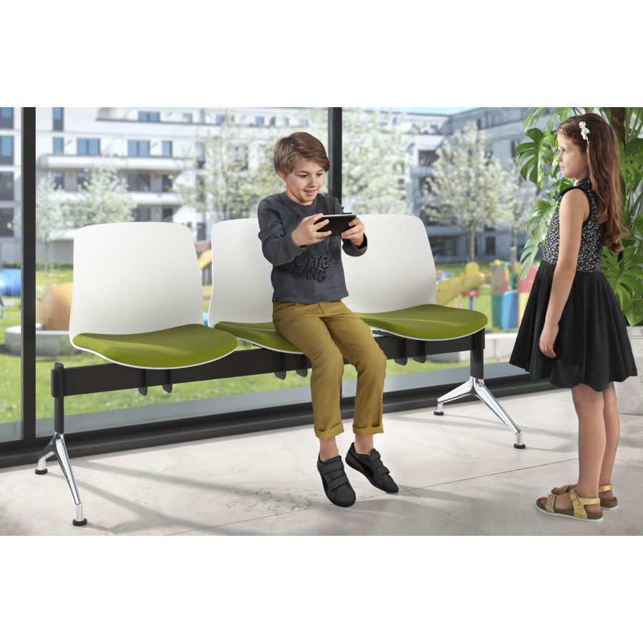 Bancada Sala de Espera Nexus 3 asientos, pata aluminio lucido