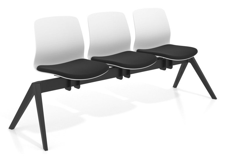 Bancada Sala de Espera Nexus 3 asientos, pata nylon - NEGRO