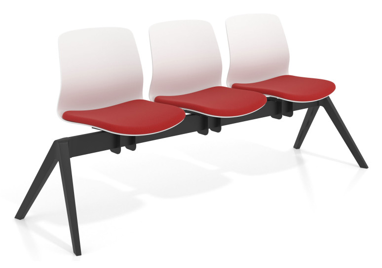 Bancada Sala de Espera Nexus 3 asientos, pata nylon - ROJO