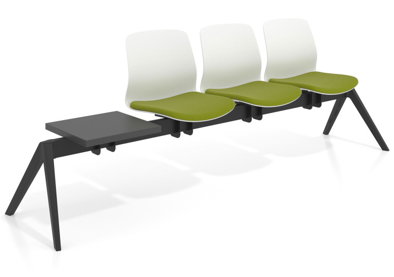 Bancada Sala de Espera Nexus 3 asientos + mesa, pata aluminio nylon - VERDE