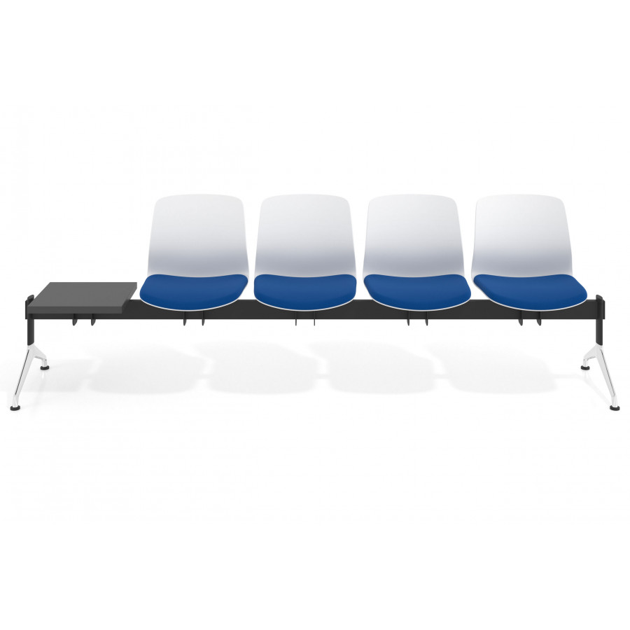 Bancada Sala de Espera Nexus 4 asientos + mesa, pata aluminio lucido