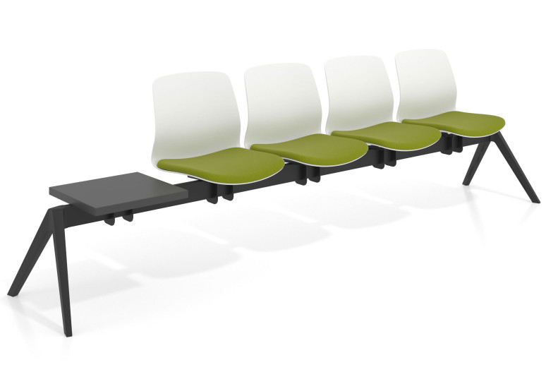 Bancada Sala de Espera Nexus 4 asientos + mesa, pata nylon - VERDE