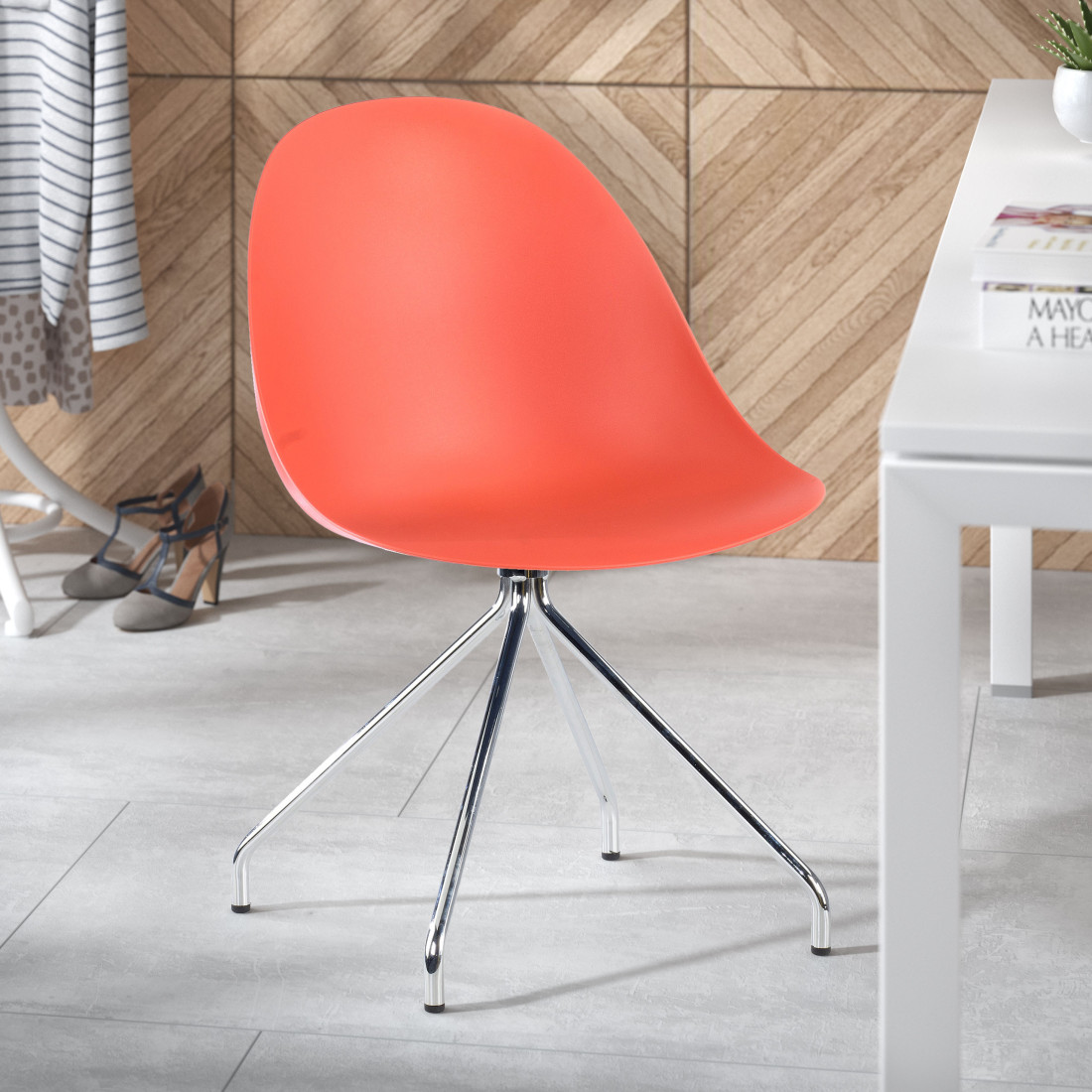 silla confidente rojo flow base piramide plastico 2