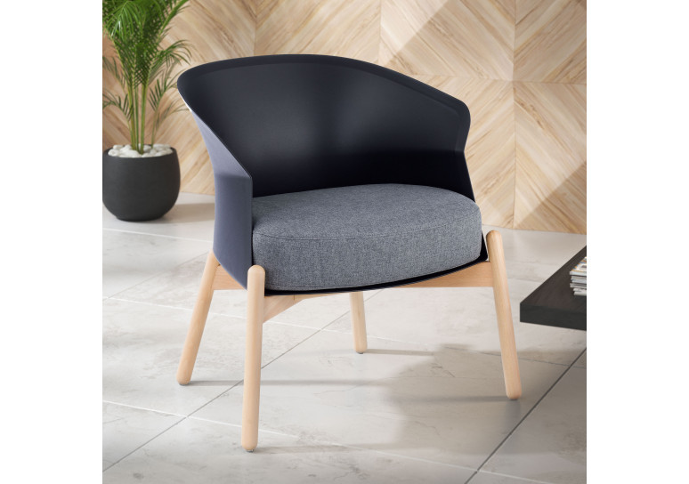 sillon para sala de espera negro winnie patas de metal tela 2