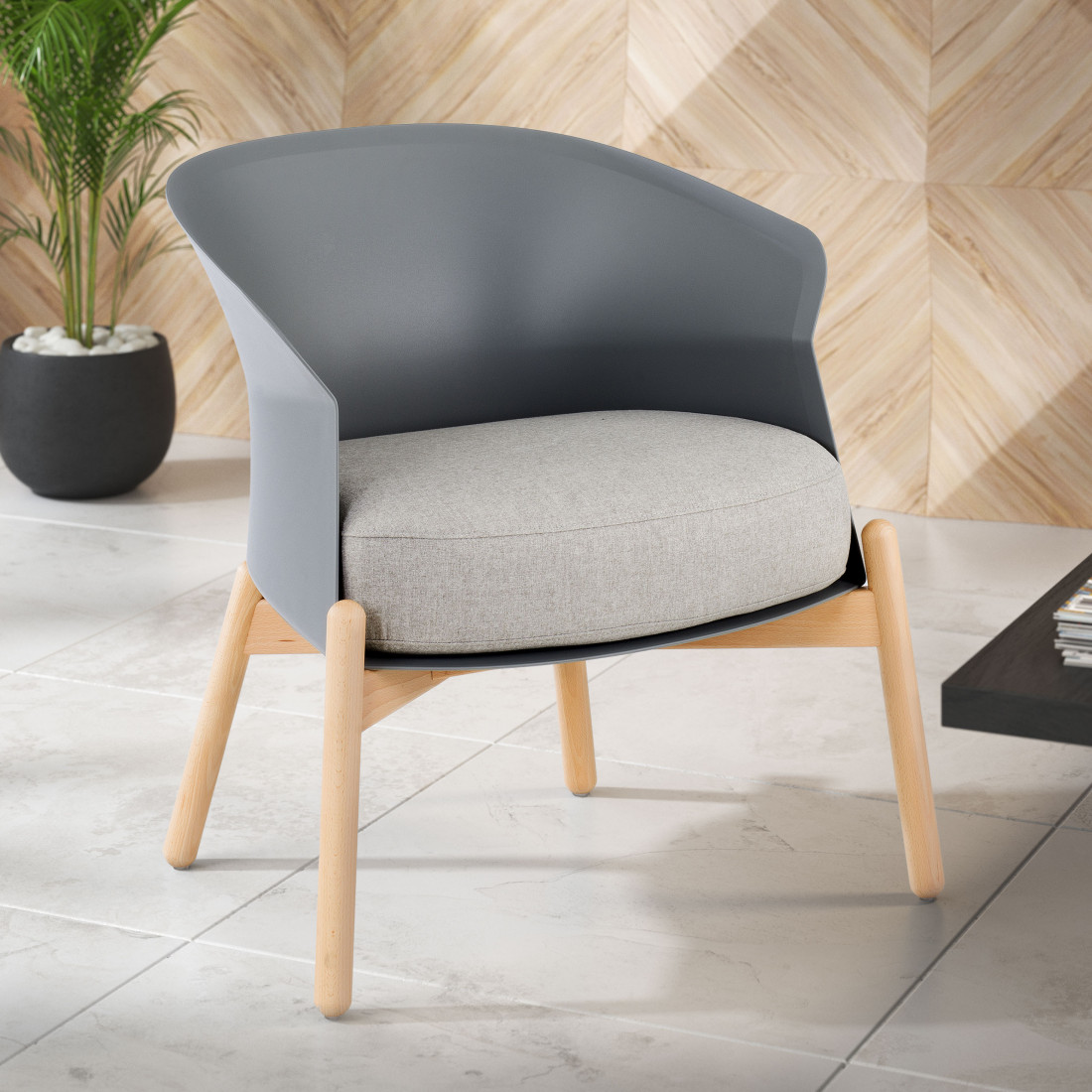sillon para sala de espera gris winnie patas de metal tela 2