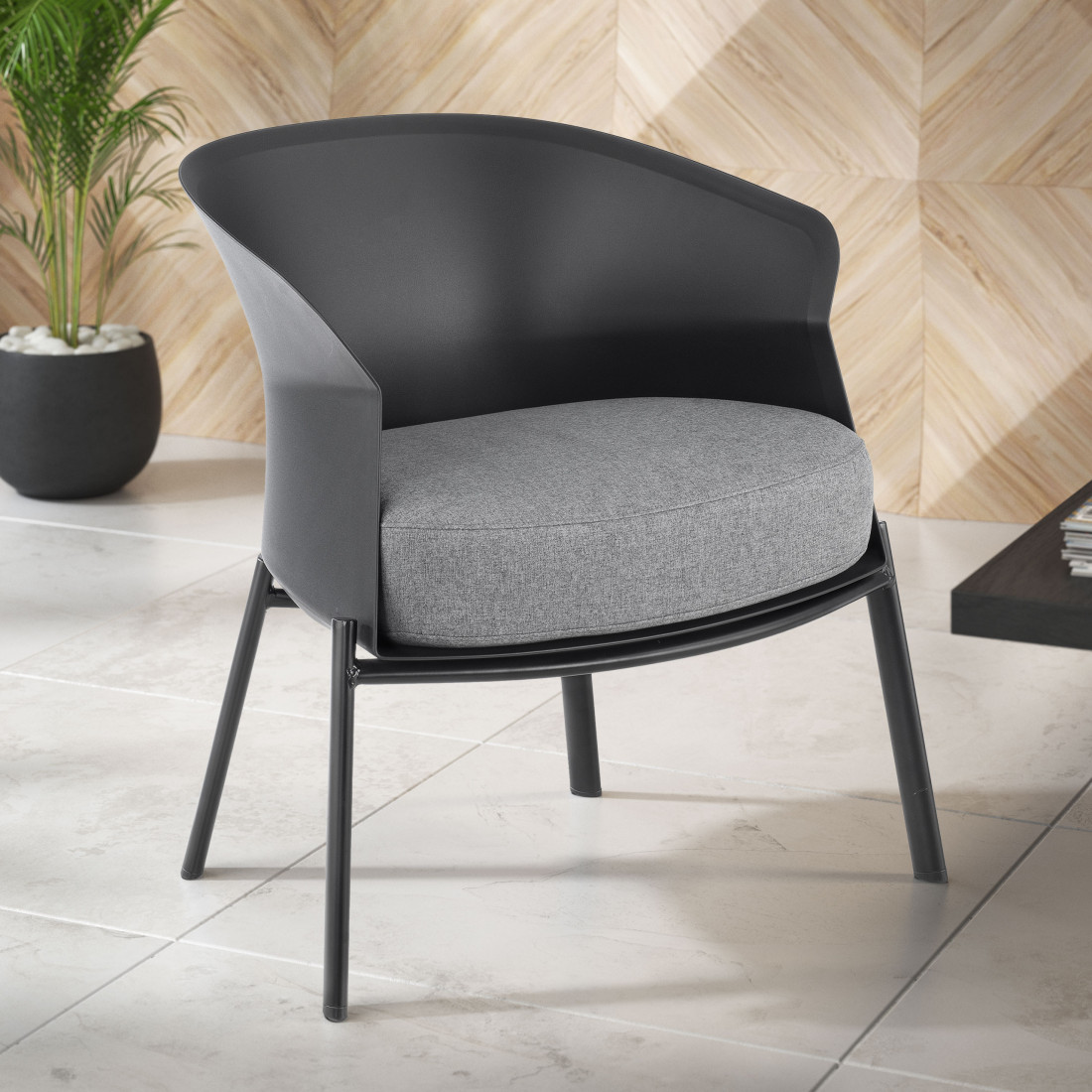 sillon para sala de espera negro winnie patas de madera tela 2
