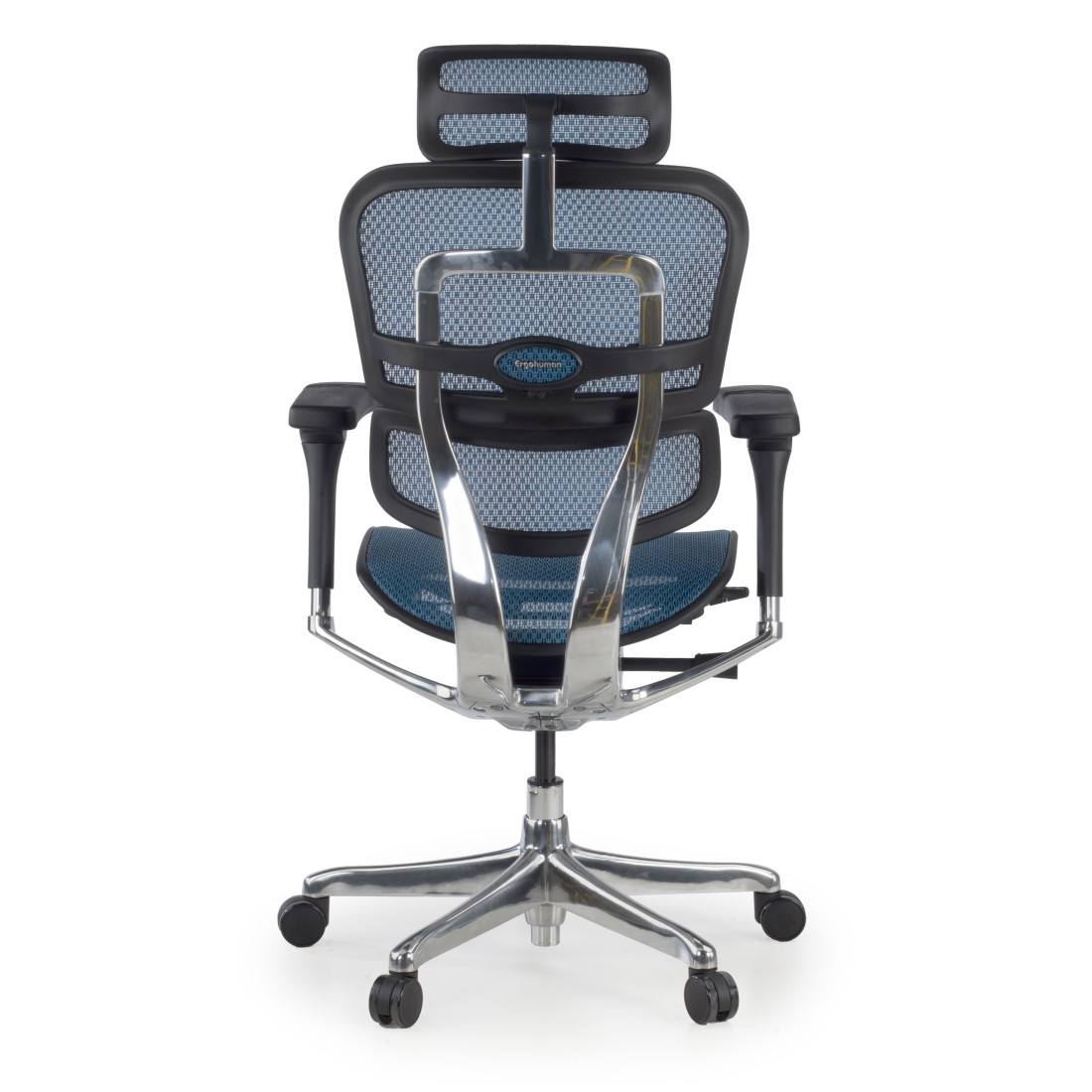 silla ergonomica azul ergohuman elite estructura negra red malla 8