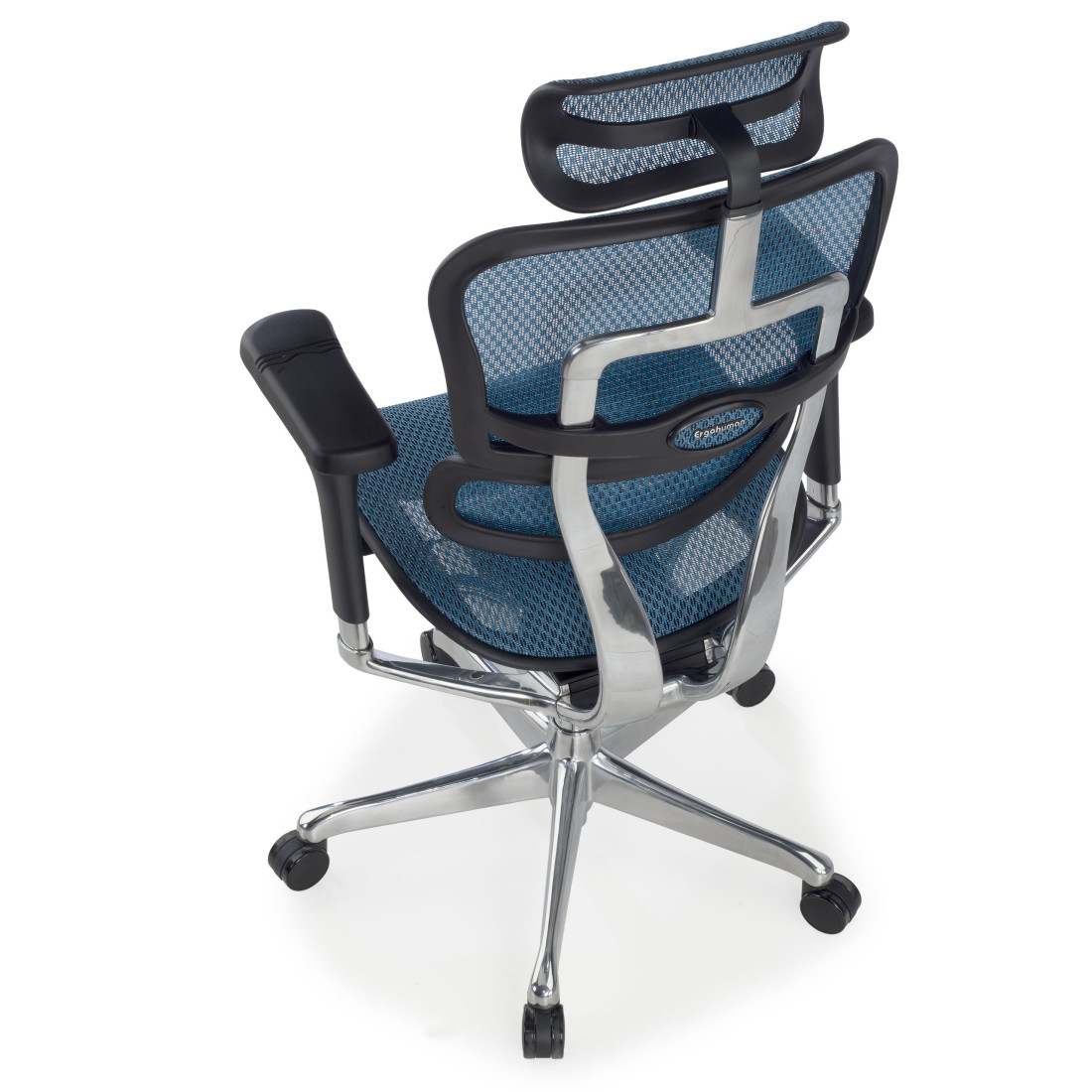 silla ergonomica azul ergohuman elite estructura negra red malla 12
