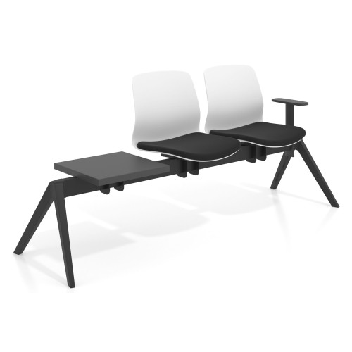 Bancada Sala de Espera Nexus 2 asientos + mesa, pata nylon - con brazos
