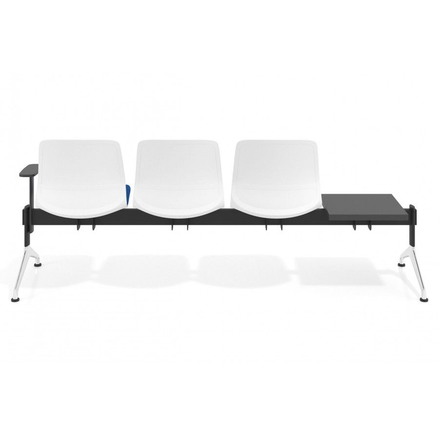 Bancada Sala de Espera Nexus 3 asientos + mesa, pata aluminio lucido