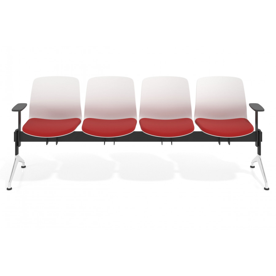 Bancada Sala de Espera Nexus 4 asientos, pata aluminio lucido
