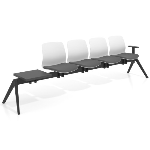 Bancada Sala de Espera Nexus 4 asientos + mesa, pata nylon - con brazos