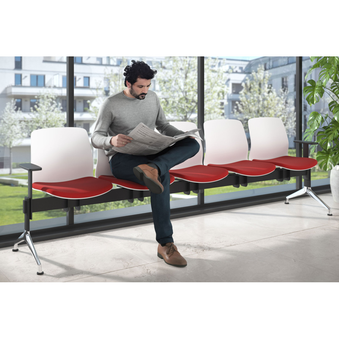bancada sala de espera rojo bancada nexus 5 asientos 2