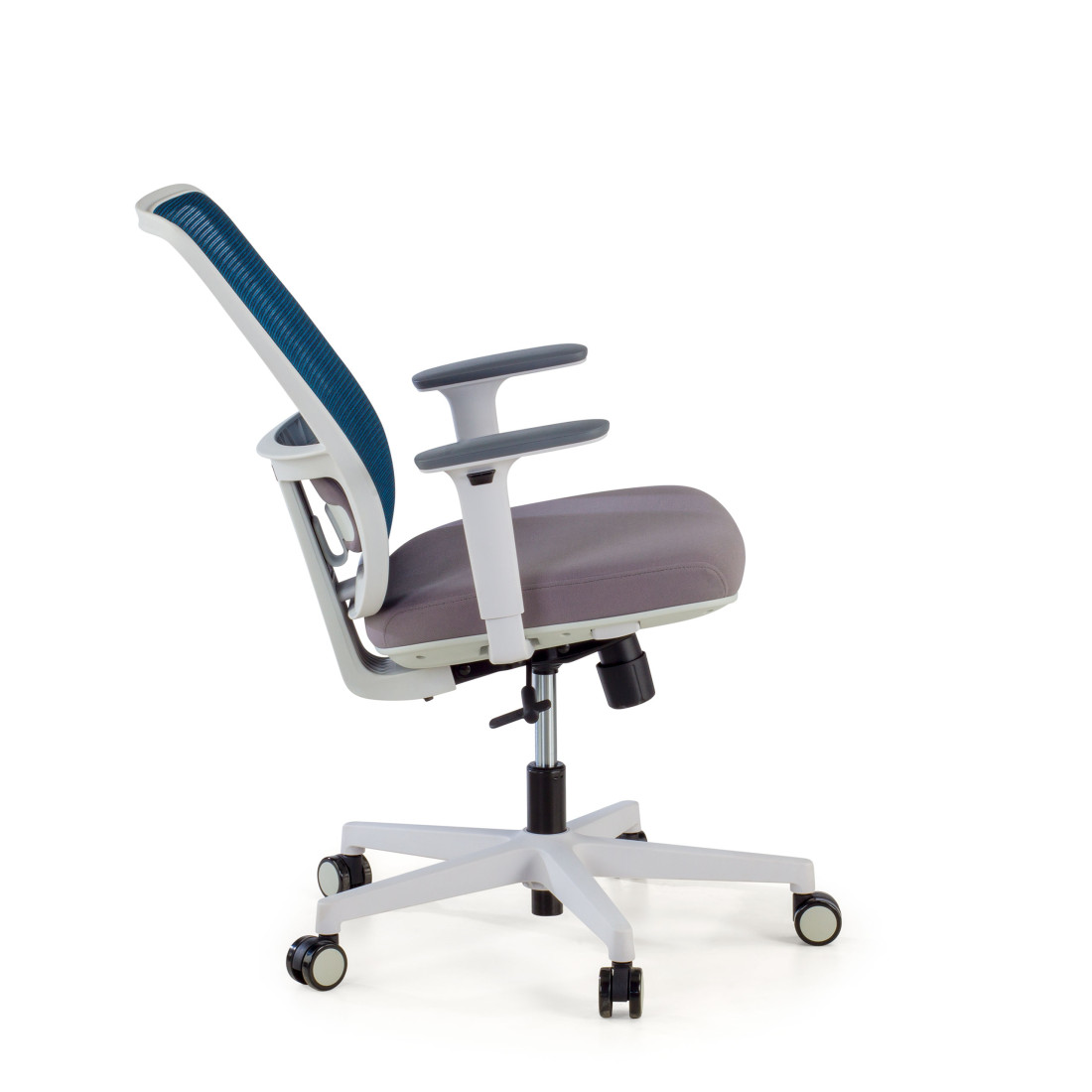 silla ergonomica azul sugar estructura blanca malla 7