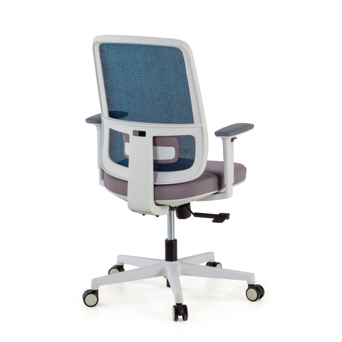 silla ergonomica azul sugar estructura blanca malla 6