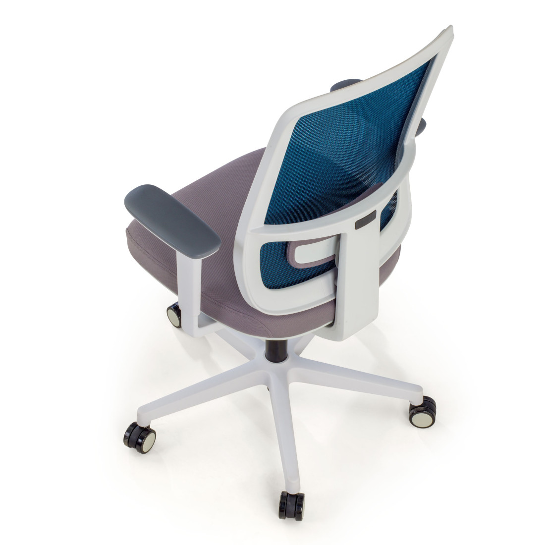 silla ergonomica azul sugar estructura blanca malla 9