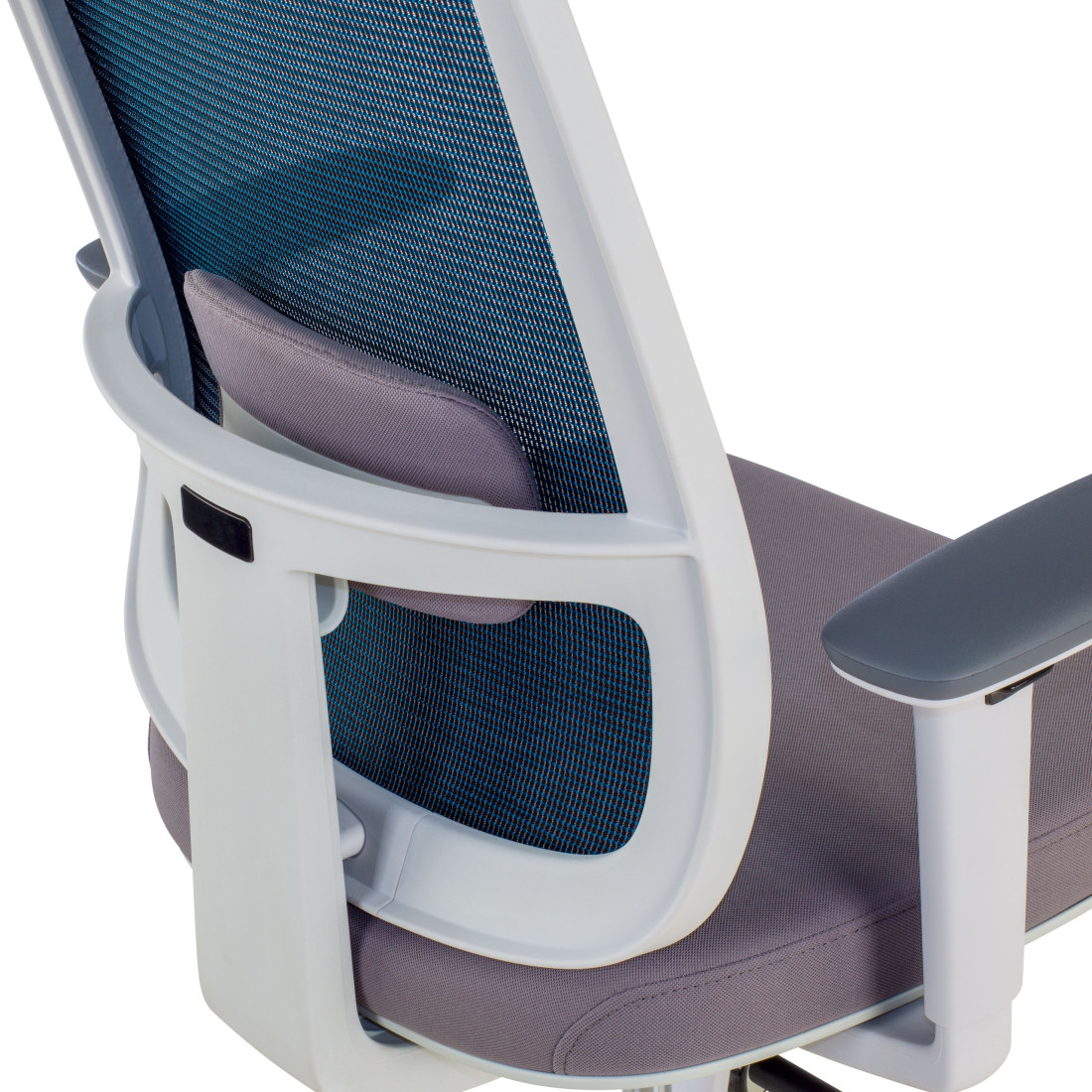 silla ergonomica azul sugar estructura blanca malla 5